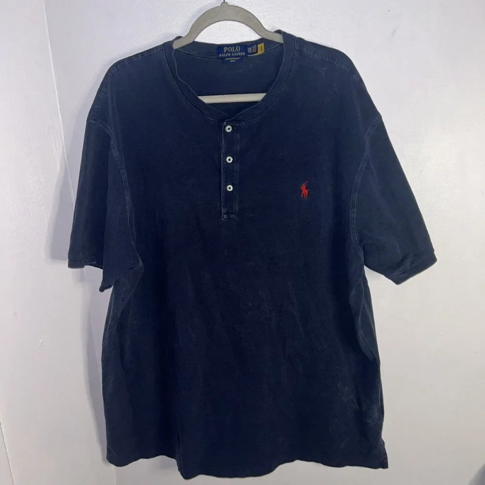 Polo Ralph Lauren Mens Blue Stonewash ‎ Featherweight Mesh Polo Shirt 2XL
